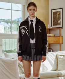 ARI PEACH FLEECE JERSEY TRACK TOP / BLACK