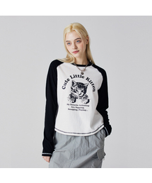 ラグランスリーブネコTシャツ アイボリー