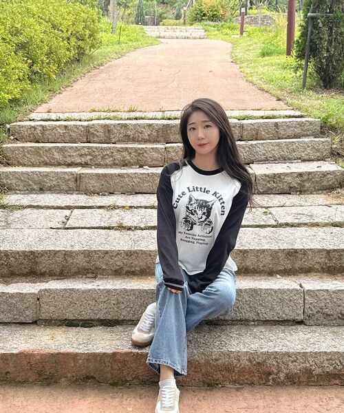 AWESOME STUDIO(オーサムスタジオ)の「ラグランスリーブネコTシャツ アイボリー(Tシャツ/カットソー・レディース・その他・FREE)」の8枚目の写真