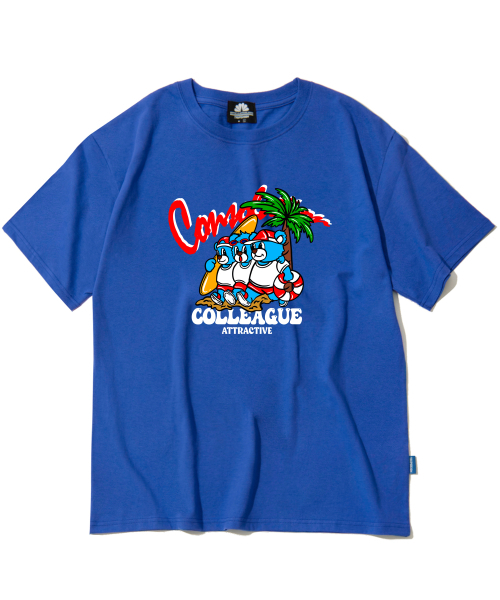TRIPSHION(トリップション)の「コレッジベア グラフィックTシャツ - ブルー(Tシャツ/カットソー・メンズ・その他・LARGE/MEDIUM/X-LARGE)」の1枚目の写真