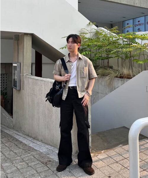 LEARVE(ルアブ)の「セグメントチェッククロップシャツベージュ(シャツ/ブラウス・メンズ・その他・LARGE/X-LARGE/MEDIUM)」の8枚目の写真