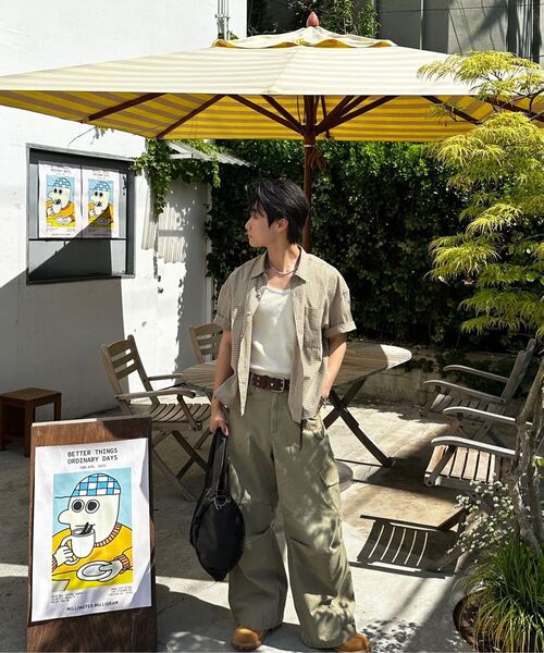 LEARVE(ルアブ)の「セグメントチェッククロップシャツベージュ(シャツ/ブラウス・メンズ・その他・LARGE/X-LARGE/MEDIUM)」の2枚目の写真