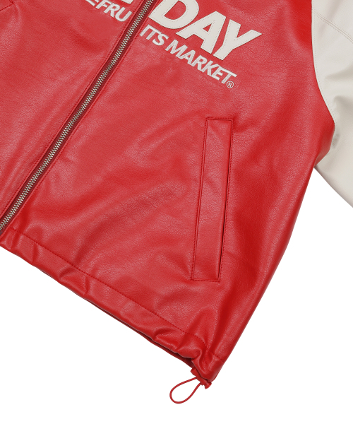 SUNDAY FRUIT MARKET(サンデーフルーツマーケット)の「W) STAR FAUX LEATHER JACKET RED(ライダースジャケット・レディース・その他・SMALL/MEDIUM)」の13枚目の写真