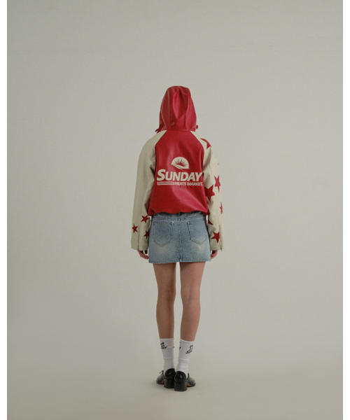 SUNDAY FRUIT MARKET(サンデーフルーツマーケット)の「W) STAR FAUX LEATHER JACKET RED(ライダースジャケット・レディース・その他・SMALL/MEDIUM)」の8枚目の写真