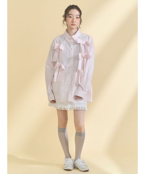 merry jenny(メリージェニー)の「bon bon ribbon shirt(シャツ/ブラウス・レディース・その他1/オフホワイト/ピンク・FREE)」の6枚目の写真