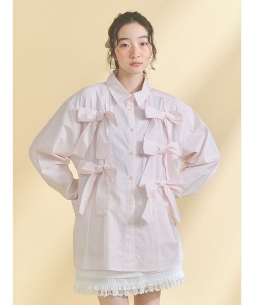 merry jenny(メリージェニー)の「bon bon ribbon shirt(シャツ/ブラウス・レディース・その他1/オフホワイト/ピンク・FREE)」の8枚目の写真