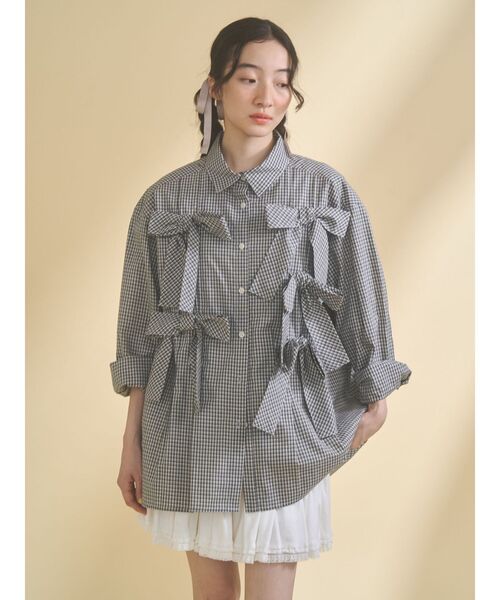 merry jenny(メリージェニー)の「bon bon ribbon shirt(シャツ/ブラウス・レディース・その他1/オフホワイト/ピンク・FREE)」の11枚目の写真