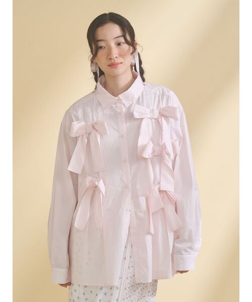 merry jenny(メリージェニー)の「bon bon ribbon shirt(シャツ/ブラウス・レディース・その他1/オフホワイト/ピンク・FREE)」の15枚目の写真
