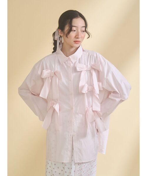 merry jenny(メリージェニー)の「bon bon ribbon shirt(シャツ/ブラウス・レディース・その他1/オフホワイト/ピンク・FREE)」の16枚目の写真