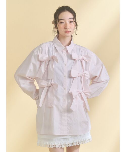 merry jenny(メリージェニー)の「bon bon ribbon shirt(シャツ/ブラウス・レディース・その他1/オフホワイト/ピンク・FREE)」の20枚目の写真