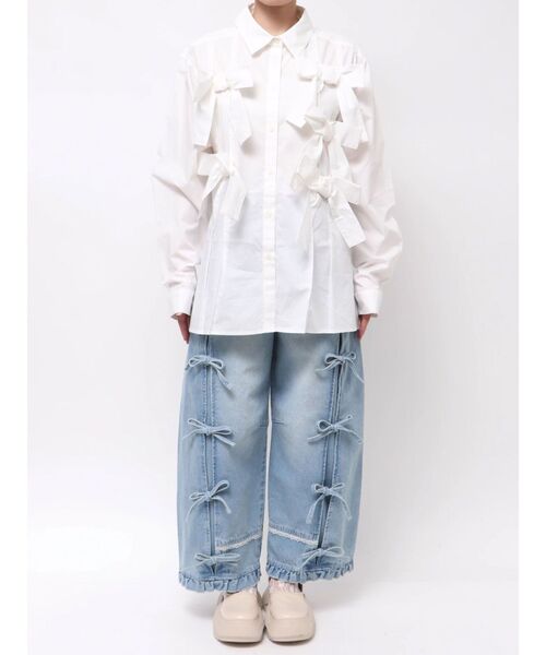 merry jenny（メリージェニー）の「bon bon ribbon shirt（シャツ/ブラウス・レディース・その他1/オフホワイト/ピンク・FREE）」の6枚目の写真