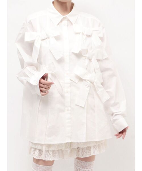 merry jenny（メリージェニー）の「bon bon ribbon shirt（シャツ/ブラウス・レディース・その他1/オフホワイト/ピンク・FREE）」の12枚目の写真