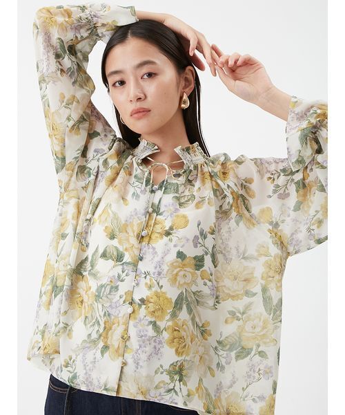 Mila Owen(ミラオーウェン)の「フラワープリントブラウス(シャツ/ブラウス・レディース・イエロー/ミント/アイボリー・F)」の3枚目の写真
