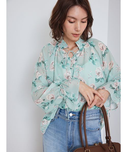 Mila Owen(ミラオーウェン)の「フラワープリントブラウス(シャツ/ブラウス・レディース・イエロー/ミント/アイボリー・F)」の6枚目の写真