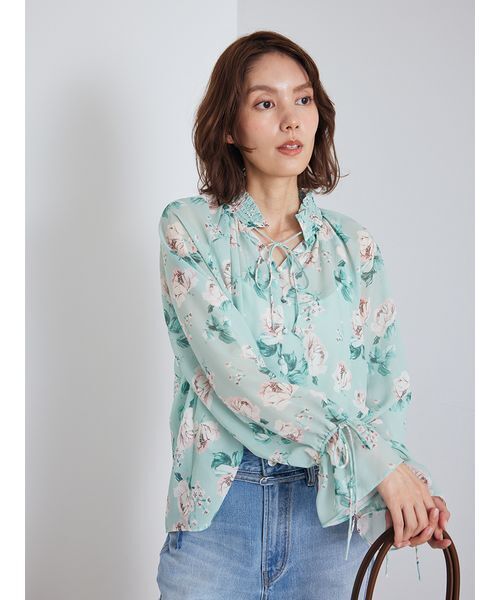 Mila Owen(ミラオーウェン)の「フラワープリントブラウス(シャツ/ブラウス・レディース・イエロー/ミント/アイボリー・F)」の16枚目の写真