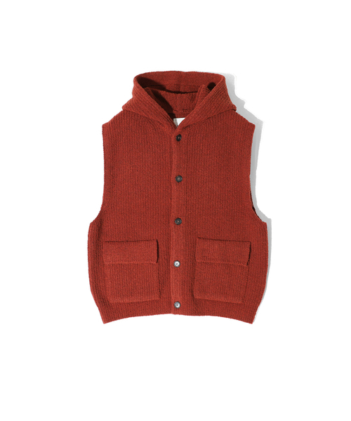 HORLISUN(ホーリーサン)の「Acorn Boucle Hood Knit Cardigan Vest Melange Brick(ベスト・メンズ・その他・MEDIUM/LARGE)」の1枚目の写真