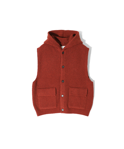 HORLISUN(ホーリーサン)の「Acorn Boucle Hood Knit Cardigan Vest Melange Brick(ベスト・メンズ・その他・MEDIUM/LARGE)」の2枚目の写真