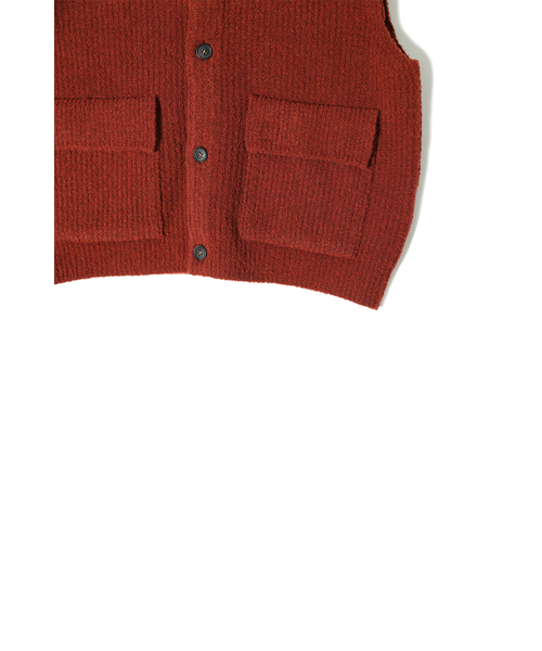 HORLISUN(ホーリーサン)の「Acorn Boucle Hood Knit Cardigan Vest Melange Brick(ベスト・メンズ・その他・MEDIUM/LARGE)」の4枚目の写真