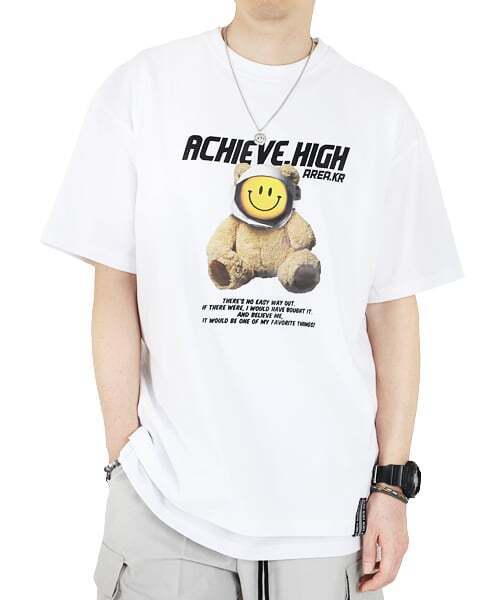 ACHA(アチャ)の「スマイルユニバーステディベア半袖 _ ホワイト(Tシャツ/カットソー・レディース・その他・MEDIUM/LARGE)」の1枚目の写真