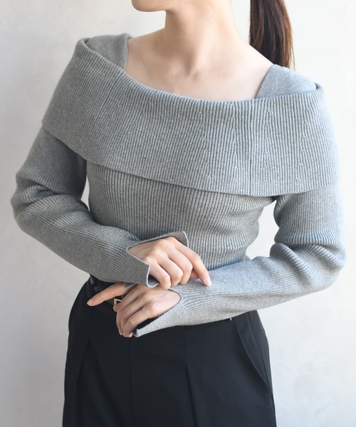 MISCH MASCH(ミッシュマッシュ)の「WEB限定 オフショルリブニット(ニット/セーター・レディース・ホワイト/グレー/ブラック・フリ-)」の3枚目の写真