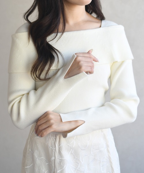 マチャット　オフショル　リブニット セール】【年間総売上1万枚以上！WEB限定ホワイト登場！】オフショル