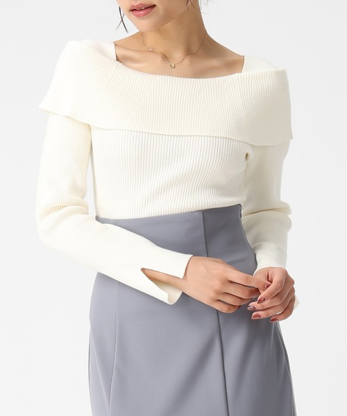 MISCH MASCH(ミッシュマッシュ)の「WEB限定 オフショルリブニット(ニット/セーター・レディース・ホワイト/グレー/ブラック・フリ-)」の14枚目の写真