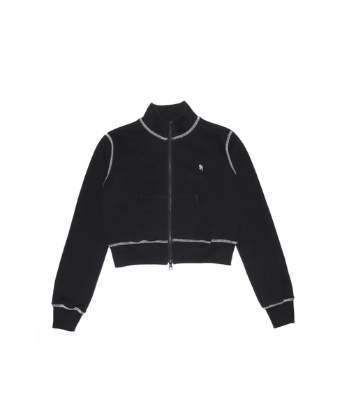 SYNERJYN(シナジン)の「STITCH HIGHNECK CROP ZIP UP BLACK(ナイロンジャケット・レディース・その他・FREE)」の1枚目の写真