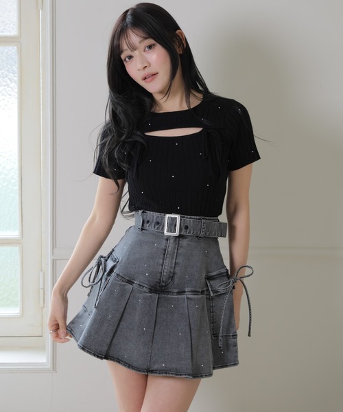 LIPSERVICE（リップサービス）の「Jewelデニムプリーツスカート（デニムスカート・レディース・ブルー系その他2/グレー・S/M）」の9枚目の写真