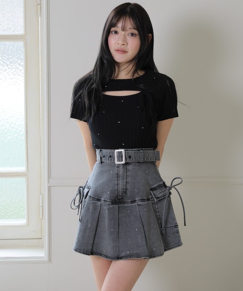 LIPSERVICE（リップサービス）の「Jewelデニムプリーツスカート（デニムスカート・レディース・ブルー系その他2/グレー・S/M）」の10枚目の写真