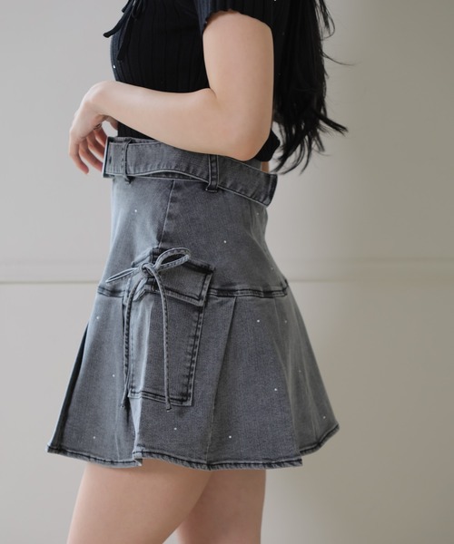 LIPSERVICE（リップサービス）の「Jewelデニムプリーツスカート（デニムスカート・レディース・ブルー系その他2/グレー・S/M）」の14枚目の写真