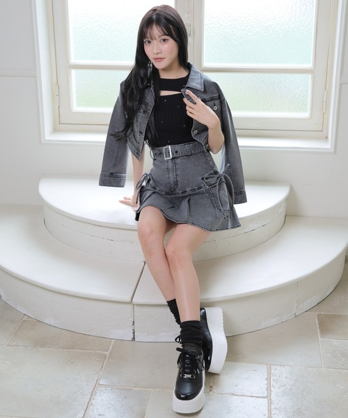 LIPSERVICE（リップサービス）の「Jewelデニムプリーツスカート（デニムスカート・レディース・ブルー系その他2/グレー・S/M）」の18枚目の写真