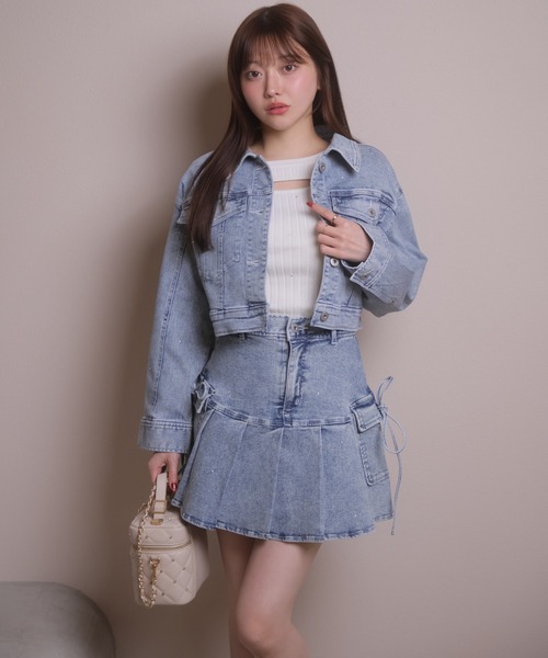 LIPSERVICE(リップサービス)の「Jewelデニムプリーツスカート(デニムスカート・レディース・ブルー系その他2/グレー・S/M)」の4枚目の写真