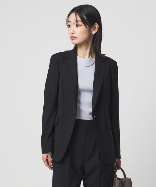 green label relaxing（グリーンレーベルリラクシング）の「［size SHORTあり］カチリラ シングル テーラード ジャケット ウォッシャブル ストレッチ（テーラードジャケット・レディース・ベージュ/ネイビー・SHORT/36/38/40）」の4枚目の写真