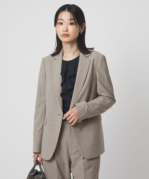 green label relaxing（グリーンレーベルリラクシング）の「［size SHORTあり］カチリラ シングル テーラード ジャケット ウォッシャブル ストレッチ（テーラードジャケット・レディース・ベージュ/ネイビー・SHORT/36/38/40）」の6枚目の写真