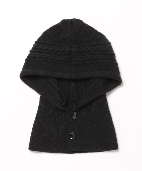 styiro（スタイロ）の「バラクラバ ニットフーディー ボタン リボン（ネックウォーマー/スヌード・レディース・レッド系2/レッド系1/ブラウン系1/ホワイト系1/グリーン系1/ブラック系2/ベージュ系2/ブラック系1・FREE）」の3枚目の写真