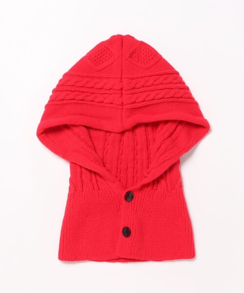 styiro（スタイロ）の「バラクラバ ニットフーディー ボタン リボン（ネックウォーマー/スヌード・レディース・レッド系2/レッド系1/ブラウン系1/ホワイト系1/グリーン系1/ブラック系2/ベージュ系2/ブラック系1・FREE）」の11枚目の写真