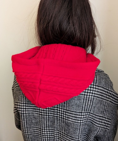 styiro（スタイロ）の「バラクラバ ニットフーディー ボタン リボン（ネックウォーマー/スヌード・レディース・レッド系2/レッド系1/ブラウン系1/ホワイト系1/グリーン系1/ブラック系2/ベージュ系2/ブラック系1・FREE）」の22枚目の写真