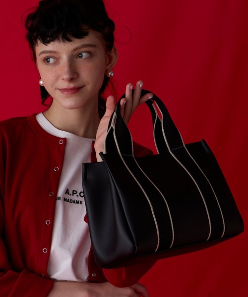 BONLECILL Marche(ボンルシールマルシェ)の「【BONLECILL Marche】ラインテープトートバッグ/ハンドバッグ(トートバッグ・レディース・ブラウン/ブラック/ネイビー・FREE)」の5枚目の写真