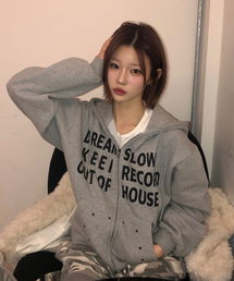 タイポスター フードジップアップ_グレー