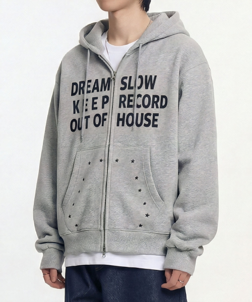 SLOW RECORD HOUSE（スローレコードハウス）の「タイポスター フードジップアップ_グレー（パーカー・レディース・その他・MEDIUM/LARGE）」の22枚目の写真