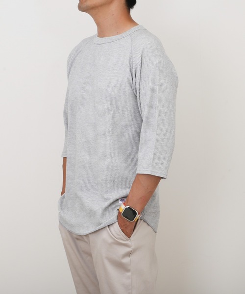 JEMORGAN(ジェーイーモーガン)の「JEMORGAN 裾ラウンドラグランクルーネック7分袖Tシャツ(Tシャツ/カットソー・メンズ・カーキ/ブラック/杢グレー/ホワイト/ネイビー・XL/M/L)」の7枚目の写真