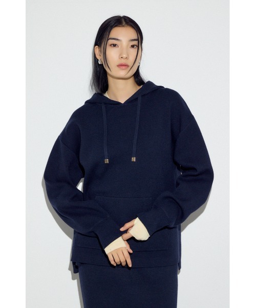AZUL by moussy(アズールバイマウジー)の「スウェッターニットパーカー(ニット/セーター・レディース・杢グレー/ライトピンク/ネイビー・FREE)」の12枚目の写真