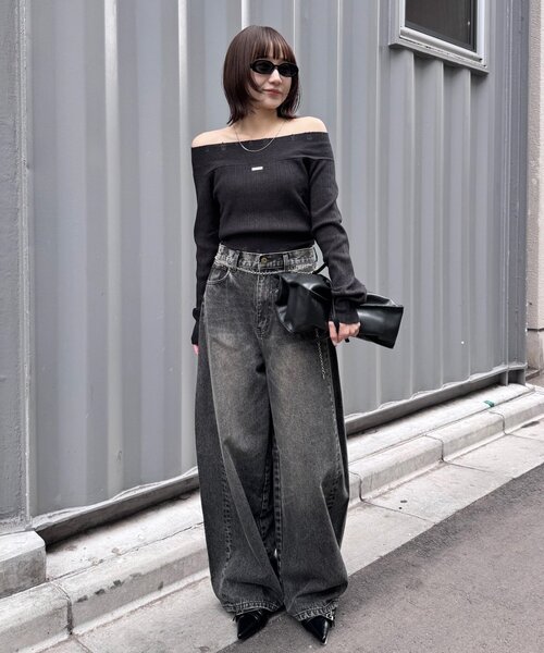 mline（エムライン）の「[mline]プレート オフショルニット（ニット/セーター・レディース・ブラック/アイボリー/グレー・FREE）」の17枚目の写真