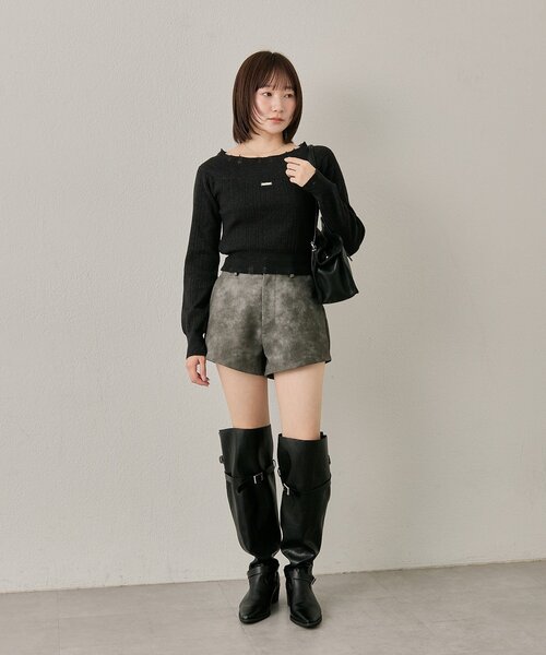 mline（エムライン）の「[mline]プレート オフショルニット（ニット/セーター・レディース・ブラック/アイボリー/グレー・FREE）」の19枚目の写真