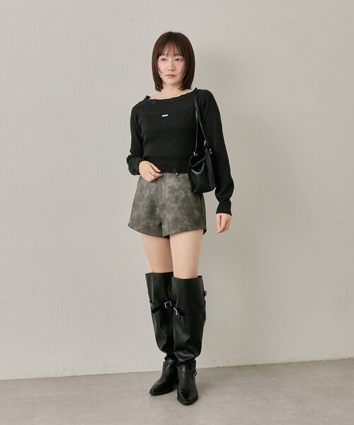 mline（エムライン）の「[mline]プレート オフショルニット（ニット/セーター・レディース・ブラック/アイボリー/グレー・FREE）」の20枚目の写真