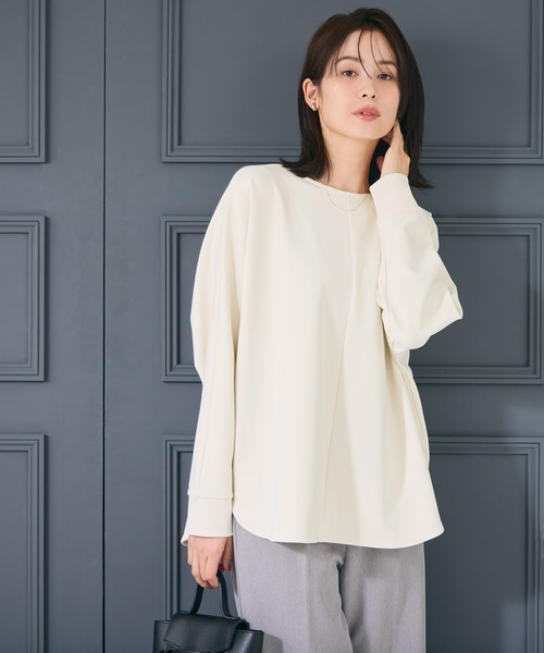 coca(coca)(コカ)の「スムースドルマンプルオーバー| セレモニー オフィス ママスーツ フォーマルウェア スーツ 卒業式(Tシャツ/カットソー・レディース・アイボリー/ネイビー・L/M/S)」の8枚目の写真
