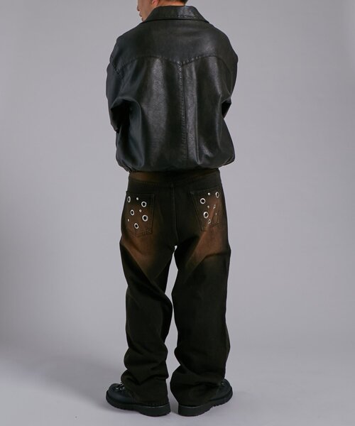 WHO'S WHO gallery(フーズフーギャラリー)の「ヴィンテージライクレザースタンドカラーブルゾン(ブルゾン・レディース・ブラウン/ブラック・FREE)」の7枚目の写真