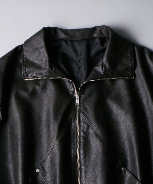 WHO'S WHO gallery(フーズフーギャラリー)の「ヴィンテージライクレザースタンドカラーブルゾン(ブルゾン・レディース・ブラウン/ブラック・FREE)」の9枚目の写真