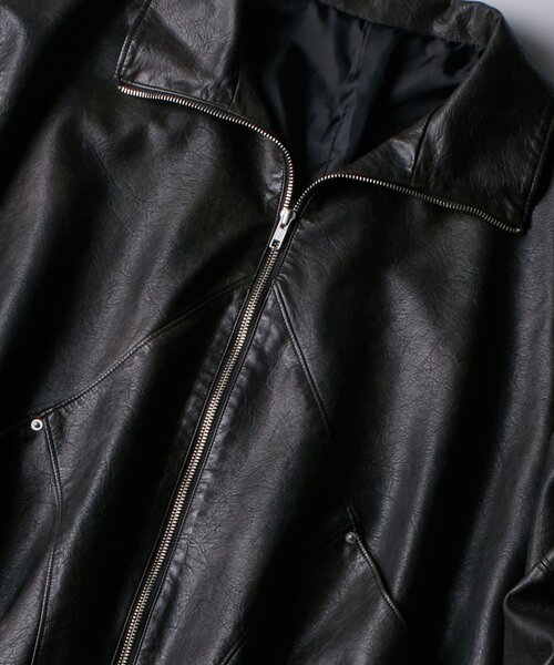 WHO'S WHO gallery(フーズフーギャラリー)の「ヴィンテージライクレザースタンドカラーブルゾン(ブルゾン・レディース・ブラウン/ブラック・FREE)」の11枚目の写真