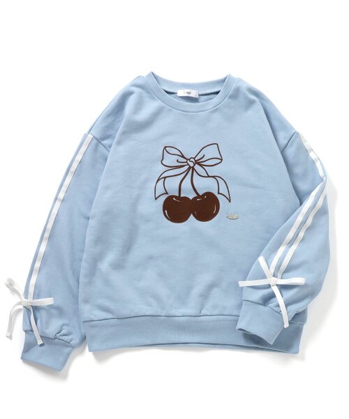 algy（アルジー）の「ラインりぼんチェリートレーナー（スウェット・キッズ・アイボリー/サックスブルー/グレー・160/150/140/130）」の6枚目の写真